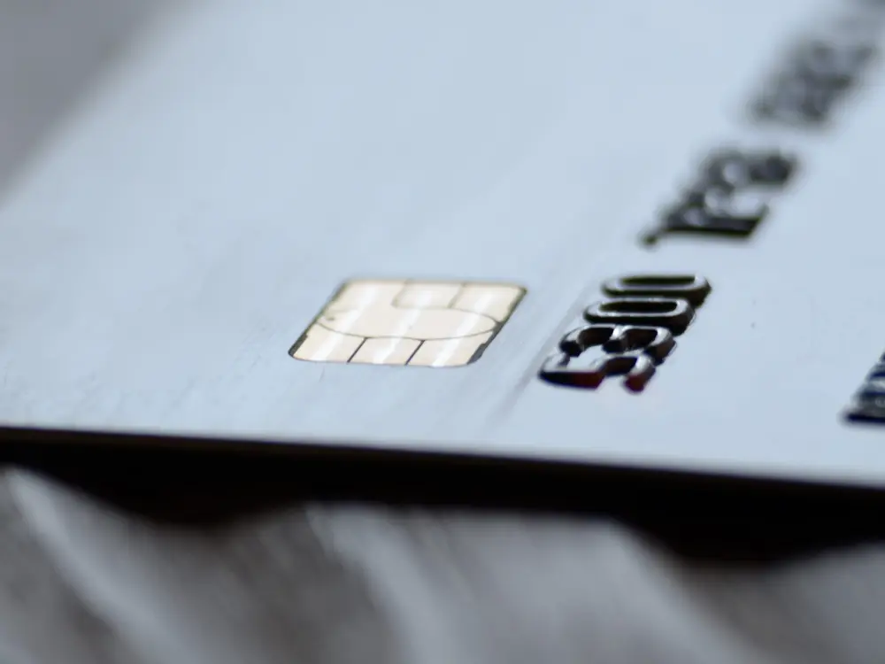 Close-up of a bank card
